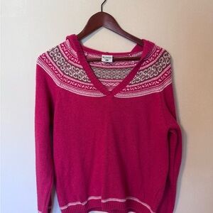 Vintage Columbia Women's Fuchsia V-Neck Sweater